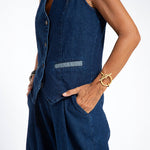 Zeagoo Casual Denim Slim-fit Sleeveless Vest Waistcoats