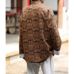 Stand-up Collar Brocade Sea Pattern Jacket