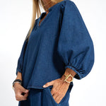 Zeagoo Zeagoo Women's Casual Denim Loose Puffed Sleeve Blouse for Women Casual Work Office Loose Fit 2026 | Under $40
