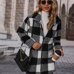 Zeagoo Buffalo Plaid Open Front Flannel Longline Coat