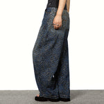American Leopard Print Wide-leg Denim Scimitar Pants