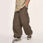Fine Check Loose Workwear Wide-leg Pants