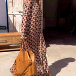 Zeagoo Women's Boho Geometric Figure V Neck Long Sleeve Split-Side Long Dresses