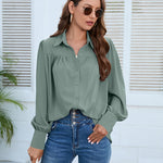 Zeagoo V Neck Button Down Shirts Long Sleeve Collared Blouses Tops