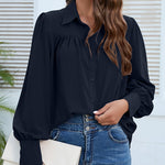Zeagoo V Neck Button Down Shirts Long Sleeve Collared Blouses Tops