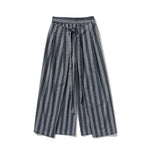 Vintage Striped Linen Thin Loose Wide Leg Culottes