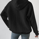 Zeagoo Cable Textured Drop Shoulder Drawstring Hoodie Sweatshirts