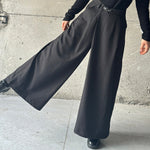 Simple Two-button Wide-leg Trouser Culottes