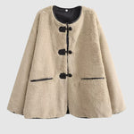 Round Neck Long Sleeve Faux Fur Coat