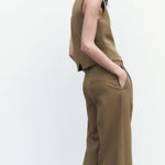 Zeagoo Chic Solid Color Two-piece Suits Slim Fit Sleeveless Vest Casual Wide Leg Pants Set