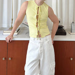 Tie-front Cardigan Slim-fit Vest
