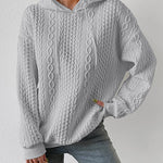 Zeagoo Cable Textured Drop Shoulder Drawstring Hoodie Sweatshirts