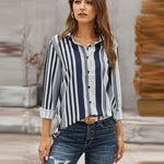 Zeagoo Long Sleeve Button Down Shirt Stripe Print Turndown Cardigan Business Shirt Regular-Fit Shirt