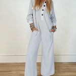 Zeagoo Women's Casual Button Long Sleeve Jumpsuit