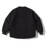 Color-blocked Crew Neck Quilted Cotton Coat