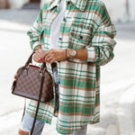 Zeagoo Button Down Oversized Flannel Plaid Print Shirt Jacket