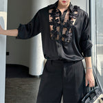 Spliced Flower Hollow Casual Shirt