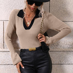 Zeagoo Bell Sleeve Lapel Sweater