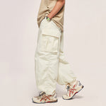 Fine Check Loose Workwear Wide-leg Pants