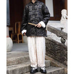 Stand-up Collar Brocade Sea Pattern Jacket