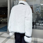 Reversible Deconstructed Leather Paneled Faux Fur Coat