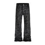 Glitter-coated Slim-fit Stacked Denim Flared Pants