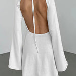 Zeagoo Elegant Backless Lace-up Bell Sleeve Mini Dress for Women Casual Going Out Summer 2026