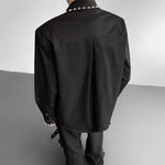 Pearl Embellished Shoulder Pad Shirt
