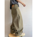 Retro Frayed Pleated Straight-leg Cargo Pants