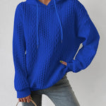 Zeagoo Cable Textured Drop Shoulder Drawstring Hoodie Sweatshirts