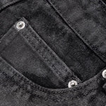 Glitter-coated Slim-fit Stacked Denim Flared Pants