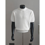 Turtleneck Short-sleeved Striped Sweater