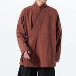 Loose Cotton Layered Cross Front Side Tie Shirt Hanfu