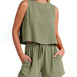 Zeagoo 2 Piece Outfits Sets Sleeveless Crop Top Tank Shorts Sets