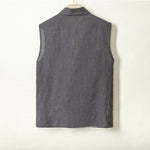Cotton and Linen Striped Thin Breathable Vest Sleeveless