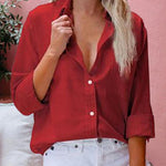 Zeagoo Zeagoo Women's Button Down Shirt Plus Size Long Sleeve Blouse Plain T Shirt with Pocket