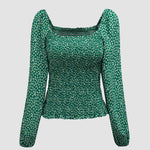 Zeagoo Zeagoo Women's Corset Off The Shoulder Tops A-Line Puff Long Sleeve Floral Fall Square Neck Blouses