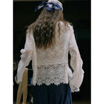 Women's Washed Cotton Lace Cut Out Breathable Shirt