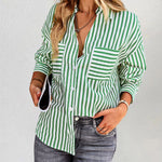 Zeagoo Roll Up Sleeve Button Down Lapel Blouse with Pocket Comfy Casual Loose Fit Shirt