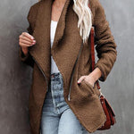 Zeagoo Casual Fleece Fuzzy Coats Faux Shearling Shaggy Jacket