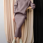 Zeagoo Women's Casual Two Pieces Sets Turtleneck Sweater and Midi Skirt Suits