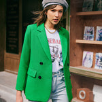 Zeagoo Button Down Collared Blazer Jacket Tops with Pockets
