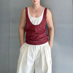 Contrast Color Layered Casual Sleeveless Vest