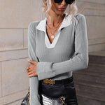 Zeagoo Bell Sleeve Lapel Sweater