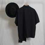 Vintage Cross Neck Bow Short Sleeve Shirt