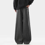 American Loose Striped Wide-leg Tweed Pants