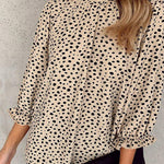 Zeagoo Leopard Printed Long Sleeve Ruffle Hem Babydoll Blouse Shirt Tunic Top