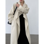 Stand-up Collar Retro Belted Mid-length Loose Coat