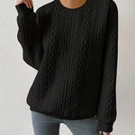 Zeagoo Cable Knit Drop Shoulder Sweatshirt