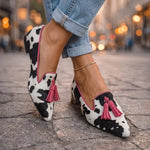 Ondina Pointed Ballerina Flats with Pom-poms
